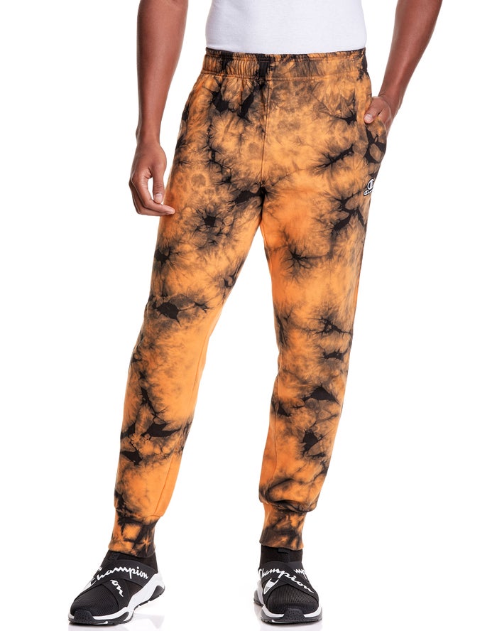 Champion Herre Joggingbukser Orange/Sort - Galaxy Dye - Danmark ETP-219048